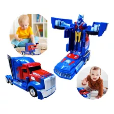 Caminhão Transformers Vira Robo Optimus Prime Som E Luz