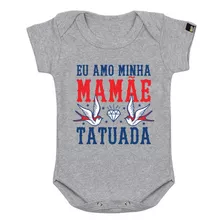 Roupa De Bebê Tattoo Mamãe Tatuada Cinza