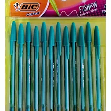 Pluma Bolígrafo Bic Fashion Color Aqua Turquesa Caja Con 12