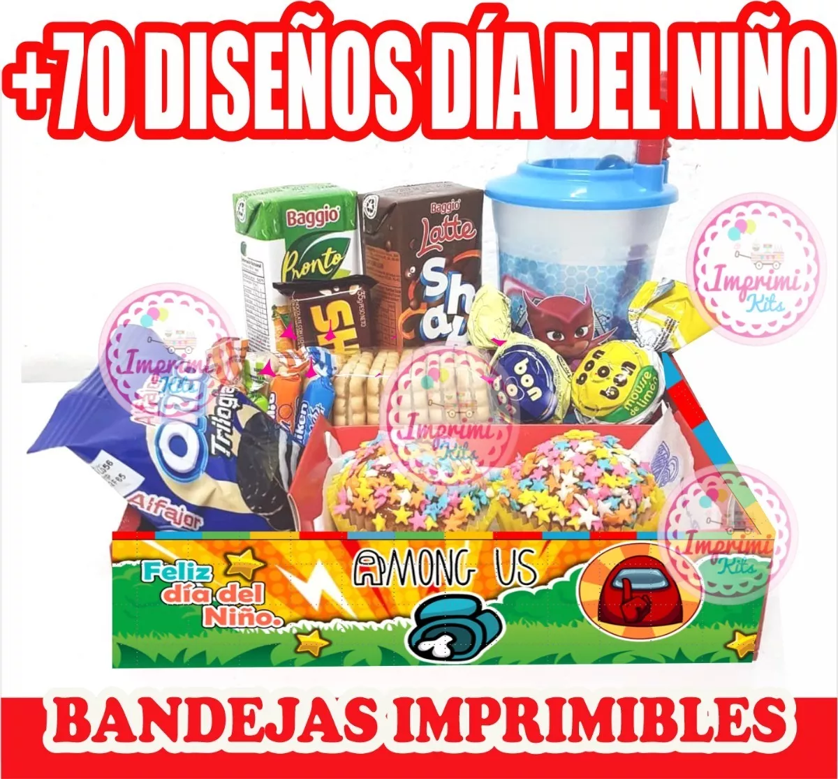 Kit Imprimible Bandejas Día Del Niño Infantiles Personajes