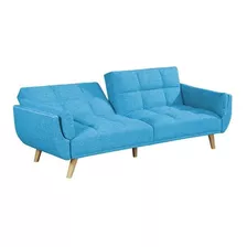 Sofa Cama Varios Cuerpos Tela Living Comedor Celeste Bauti