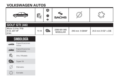 Kit Clutch Vw Golf Gti A6 2.0lts Tfsi 4cil 207hp 2011 A 2014 Foto 2