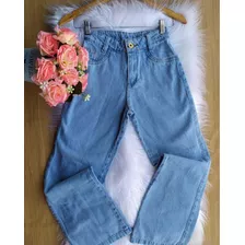 Calça Jeans Infantil Juvenil Menina Wide Leg Blogueirinha