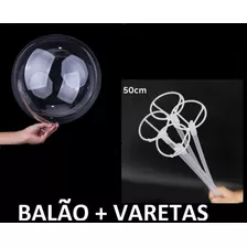 10 Unidades Balão Bubble 10 Polegadas 10 Suporte Vareta 50cm