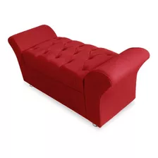 Recamier Calçadeira Baú Chaise Casal 140cm Veneza Vermelho