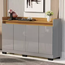 Aparador Buffet Moderno Cinza Para Sala De Estar Luxo Rl Ac