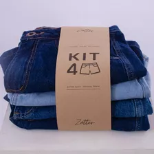 Kit 4 Shorts Vários Modelos Jeans Colorido Bordados