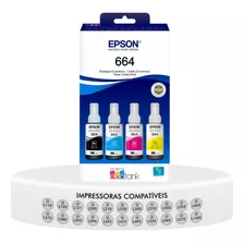 Kit Tintas T664 Original Epson P/ L355 L365 L375 L395 L495