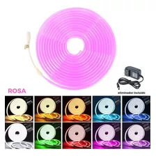 Tira Led Neón Flex Unicolor Decorativa 5 Metros C/eliminador Color De La Luz Rosa