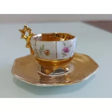Mini Xícara Com Pires Porcelana Japonesa Com 4 Pézinhos