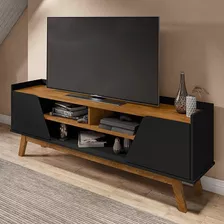 Rack Para Tv Até 65 Polegadas Turim 2 Portas 1 Prateleira Cor Preto Fosco/naturale