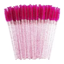 50 Escovas Sobrancelha Cílios Alongamento Descartáveis Rosa