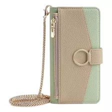 Funda Piel Para iPhone Carcasa Bolsa Con Correa Metal