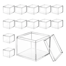 12 Cubos Cuadrados De Plástico Acrílico Transparente,...