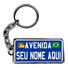 Chaveiro Placa Rua Com Seu Nome Personalizado Metal Resina