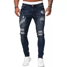 Pantalones De Mezclilla Slim De Tendencia Rotos For Hombres