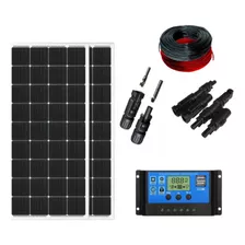 Kit 2 Placa Solar 210w Controlador 30a Lcd Cabos