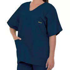 Blusa De Pijama Cirúrgico Azul Marinho Com Decote Em V