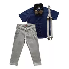 Conjunto Social Cores Batizado Festa Pajem - Infantil Menino