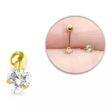 Piercing Coração Dourado Com Zircônias Para Helix, Conch