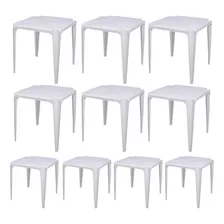 Kit Com 10 Mesa De Plástico Bela Vista - Branca - Mor Cor Branco