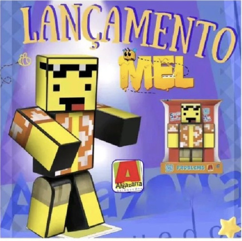 Bonecos Melzinha + Mel 35cm Turma Do Problems Minecraft