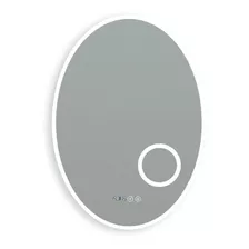 Espejo Oval Luz Led Smart 50 X 70 Cm Reloj Anti Empañe