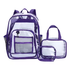 Kit De Mochila Transparente Gran Capacidad Simple 3pcs