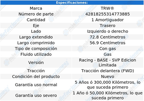 Amortiguador Trw Ecosport 2.0 2004 2005 2006 2007 2008 2009 Foto 2