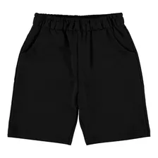 Bermuda Infantil Masculina Moletinho Liso Preto - Malwee