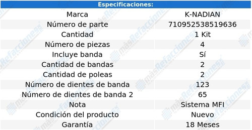 Kit Distribucion Banda K-nadian Mighty Max L4 2.4l 93 Al 96 Foto 3