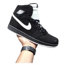 Botas Zapatos Jordan Retro 1 Caballeros Air Force One Negra 