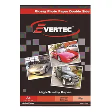 Evertec Papel Fotografico Laser Glossy Bifaz A4 160gr X100 Color Blanco