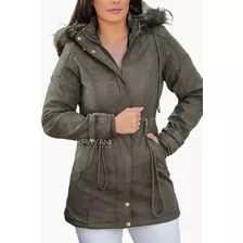 Blusa De Frio Feminina Sarja Parka Forrada M Ao Plus Size