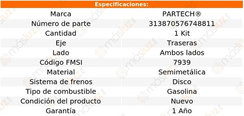 1 Kit Balatas Tras Forenza L4 2.0l 07/08 Partech Foto 3