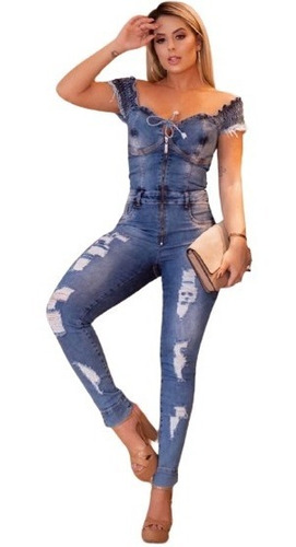Macacão Jeans Feminino  Ciganinha  400705