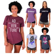 Kit 5 Camiseta Longline Feminina Mxd Conceito Casual Fitness