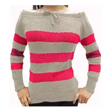 Blusa Cardigan Trico Tricot Listrado Ciganinha R:1054