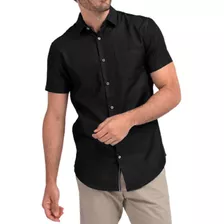 Camisa Social Masculina Manga Curta Preta Segurança Garçom