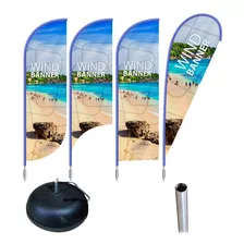 Wind Banner Base De Concreto Resistente 3,25m Kit Completo