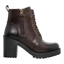 Bota Mocflex Feminino Couro Legítimo Tratorada Cano Médio 