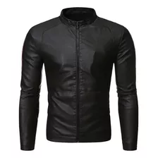 Chamarra Rockera De Piel Hombre Estilo Motociclista Slim B4