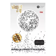 Set Globo Burbuja Confetti Plateado - Ciudad Cotillón