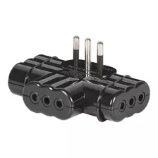 Adaptador Triple Plano 2p+t 10 A Negro