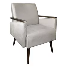 Butaca Sillón Poltrona Banqueta Posabrazos Y Patas En Madera Color Beige