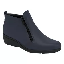 Bota Feminina Piccadilly Salto Baixo Cano Curto Azul Marinho