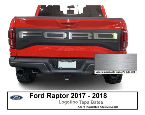Letras Logotipo Ford Raptor Tapa Batea  17-18 Ac Inox Lijado Foto 3