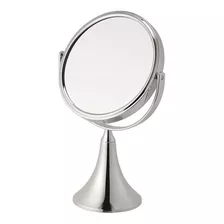 Espejo Maquillaje Aumento X3 Doble Faz Base Cromado Premium