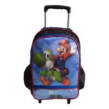 Mochila Rodinhas Infantil Mario Bros Game Bolsa Escolar 