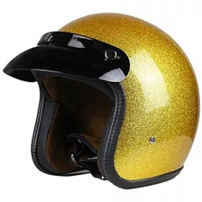 Casco Moto Bobber Dorado Brillante